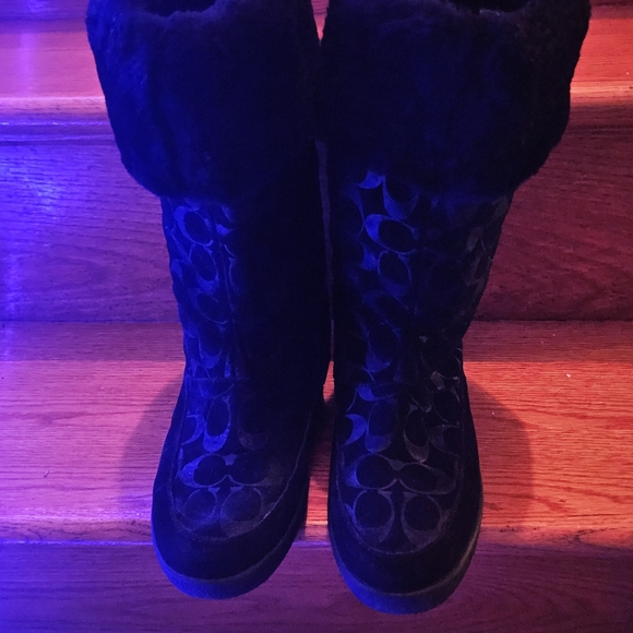 Coach Black Patterned Boots - Picture 2 of 6